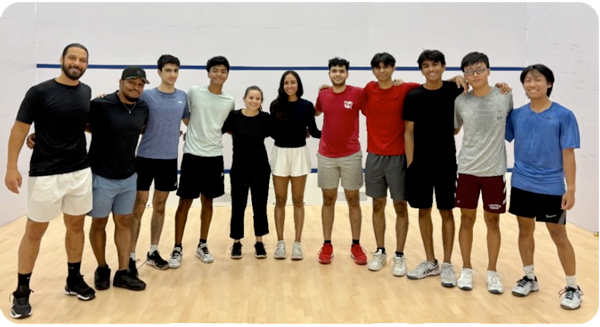 Squash player in action